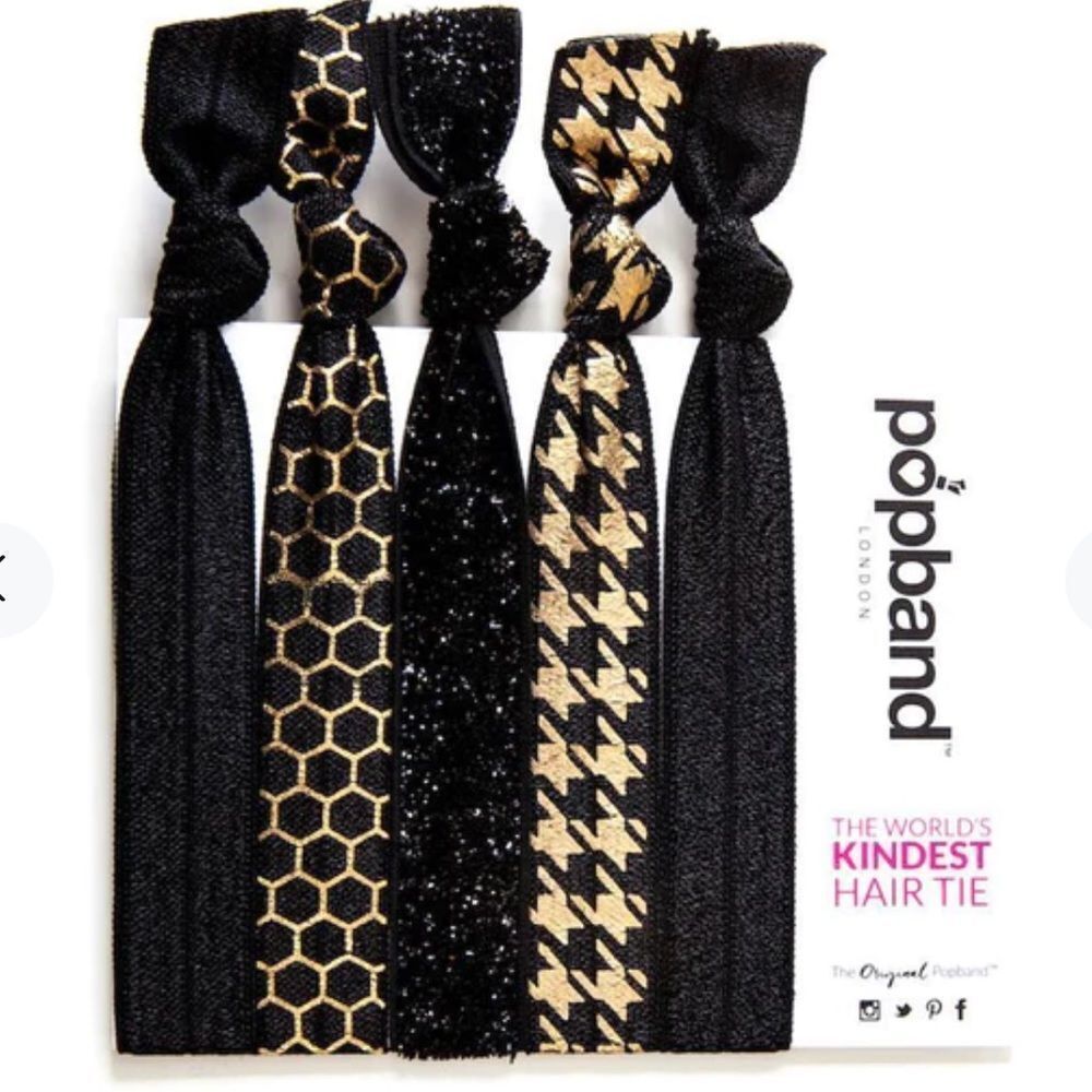 NWT Popband Nightlife Soft Stretchy Kink Free Printed Hair Ties (5 Pack)
